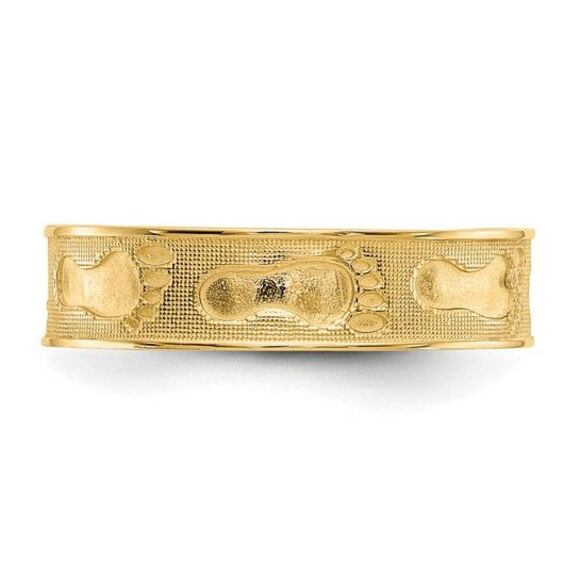 14k Yellow Gold Footprints In The Sand Ring - Picture 4 of 9
